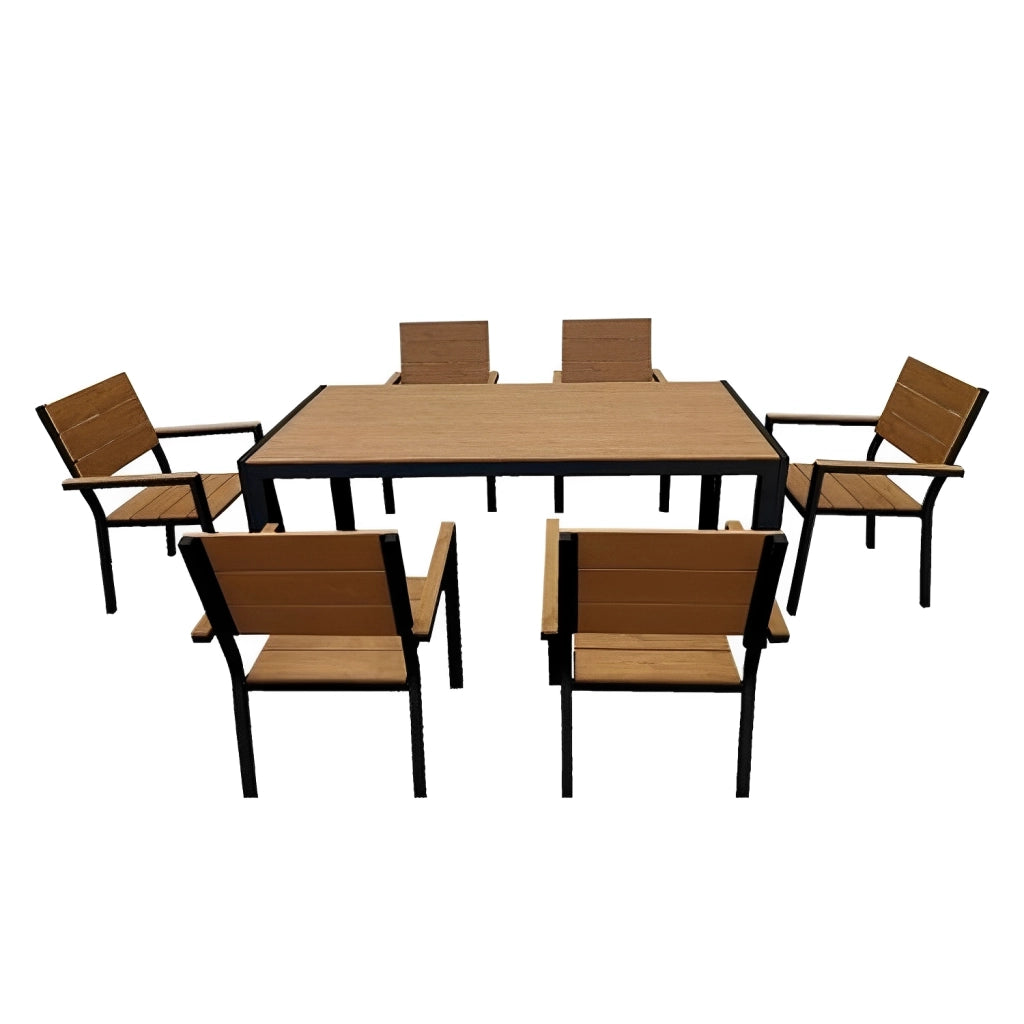 Marvin Sedia da Esterno con Braccioli Teak – Struttura in Alluminio Antiruggine e Seduta in Polywood Antracite/2 Sedie