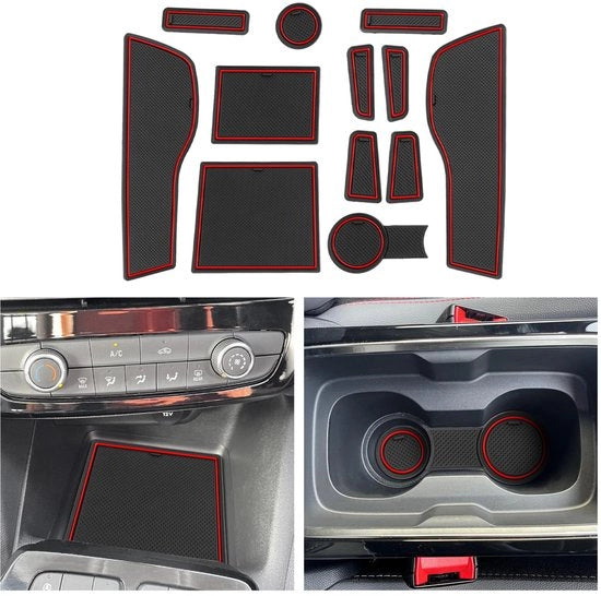 Compatibile con Opel Mokka B/Mokka-e EV 2021 2022 2023 2024 Tappetini in gomma per console centrale Antiscivolo Tappetino antiscivolo per tazza Sostegno in gomma per braccio Mokka 2024 Accessori (rosso)