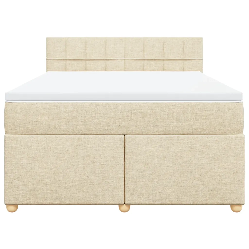 Giroletto a Molle con Materasso Crema 160x200 cm in Tessuto 3289036
