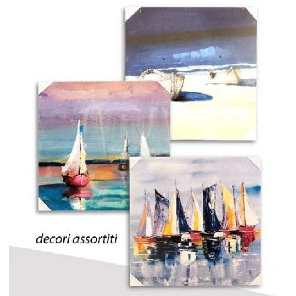 Trade Shop - Quadro Quadretto Decorativo 60x60x2,5 Cm Tela Su Legno Deluxe Decori Ass. 806827 -