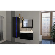 Set di mobili da bagno neri, collezione BIRD. Colonna, mobile sottolavabo, lavabo 60cm.