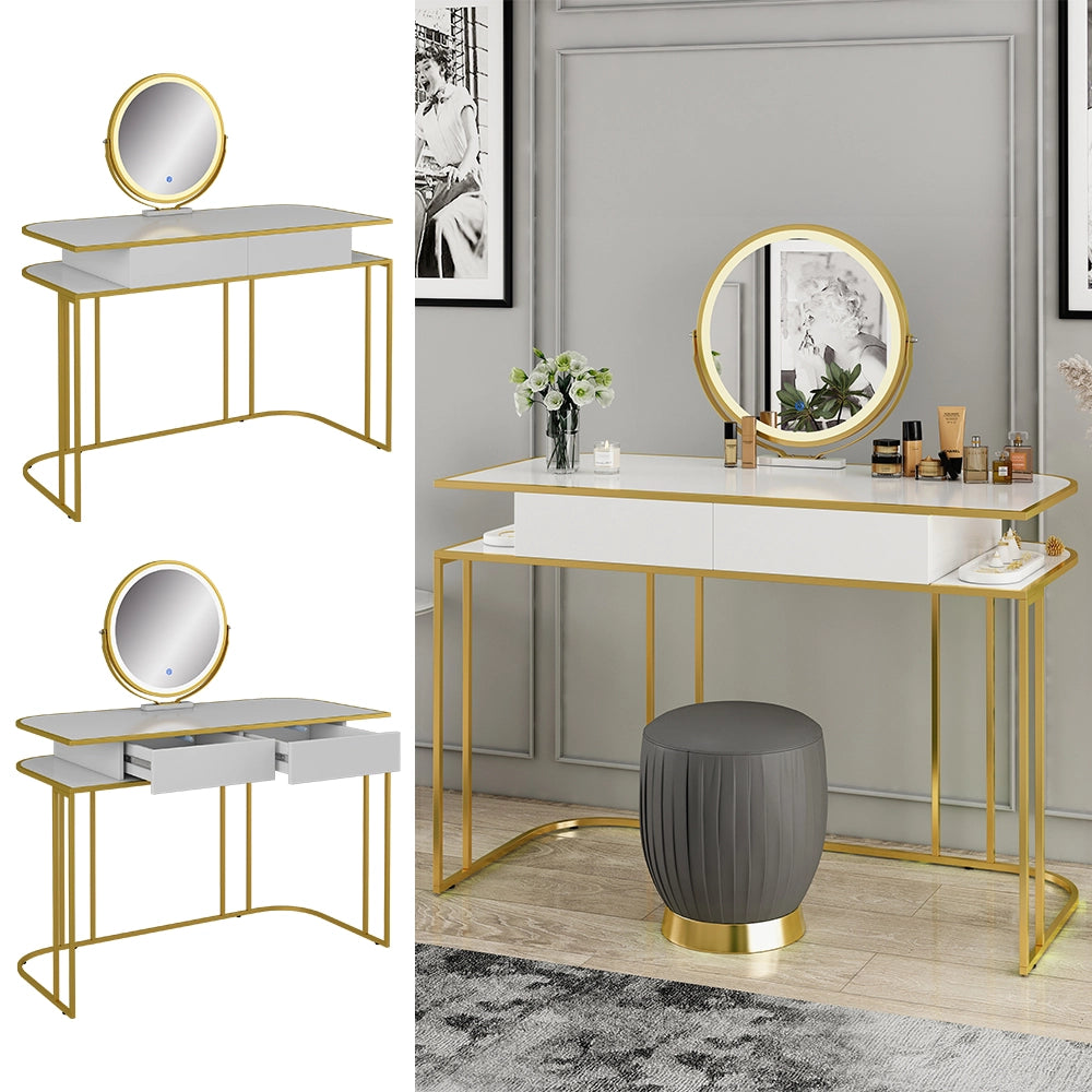 Vicco Tavolo da toilette Bianco/Oro 110 cm