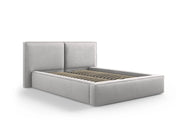 Cosmopolitan Design - Letto a cassettone con testiera doppia "Arendal" 140x200cm in tessuto strutturato grigio chiaro 
