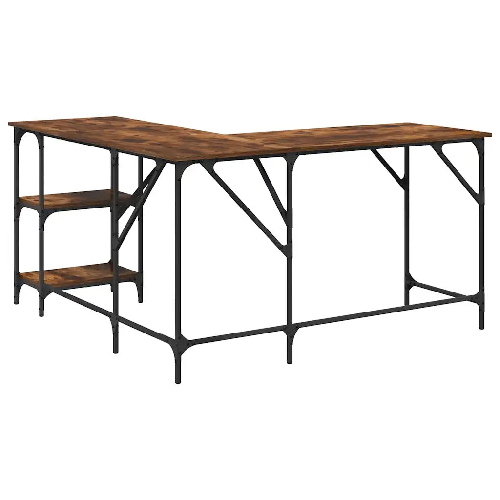 Scrivania Rovere Fumo 139x139x75 cm in Legno Multistrato 837589