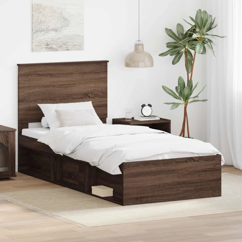Struttura del letto Rovere Marrone 75 x 190 cm Pino massello