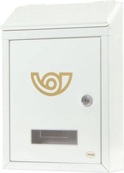 Borsa della posta in acciaio inox - ricezione postale sicura - installazione semplice - 295x21x62 cm - 2 chiavi - bianco