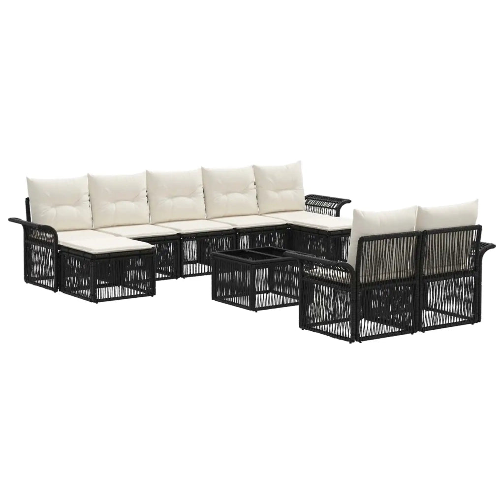 Set Divano da Giardino 10 pcs Nero polyrattan 3434959