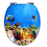 Sedile wc copri vater universale frizionato fantasia in mdf chiusura rallentata *** fantasia coral, confezione 1