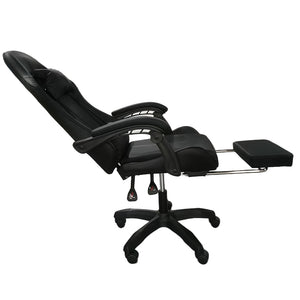 Sedia da Gaming Ergonomica con Poggiapiedi e Cuscini in PVC Nero