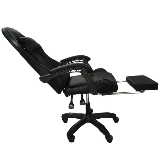 Sedia da Gaming Ergonomica con Poggiapiedi e Cuscini in PVC Nero