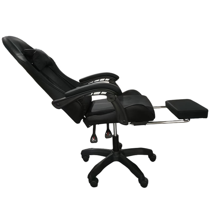 Sedia da Gaming Ergonomica con Poggiapiedi e Cuscini in PVC Nero