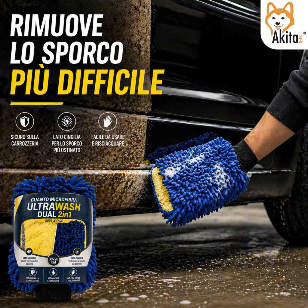 Akitaink Guanto Auto Microfibra Double Face 30x20 cm