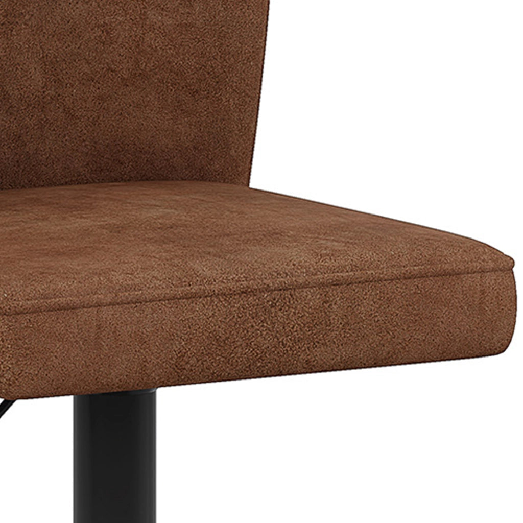 Tavolo Bar in Vetro Temperato 89 cm + 2 Sgabelli Girevoli ¨C MINIMAL ¨C Nero Metallo, Tessuto Marrone