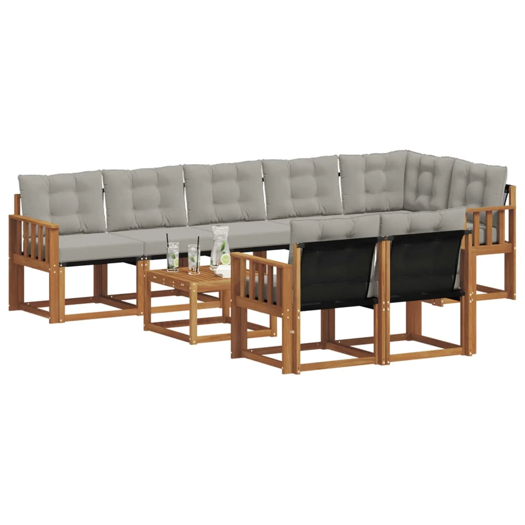 Set di divani da esterno 9 pcs Grigio Naturale e Chiaro 3368806