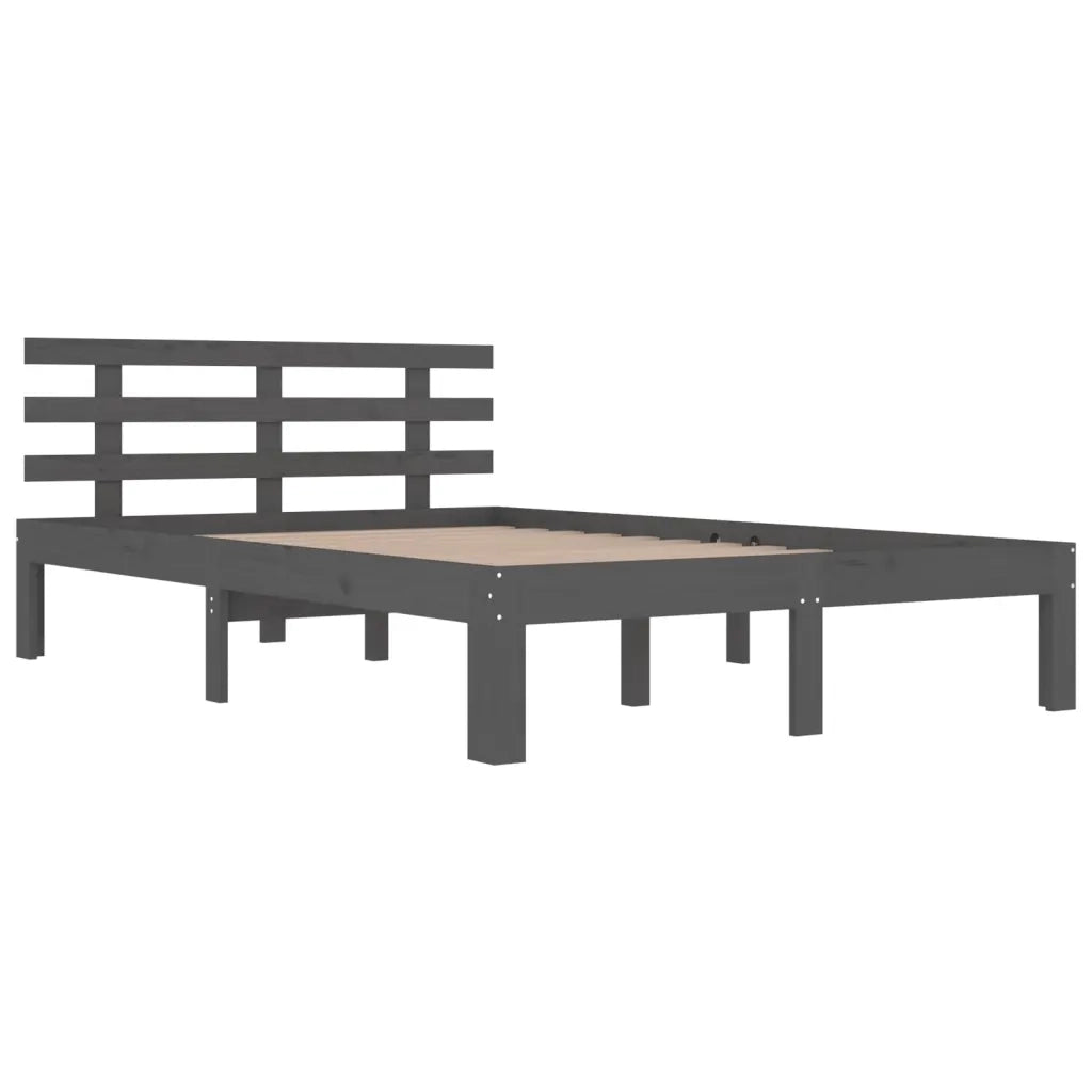 Letto matrimoniale | Letto per adulti | Giroletto Grigio in Legno Massello 200x200 cm