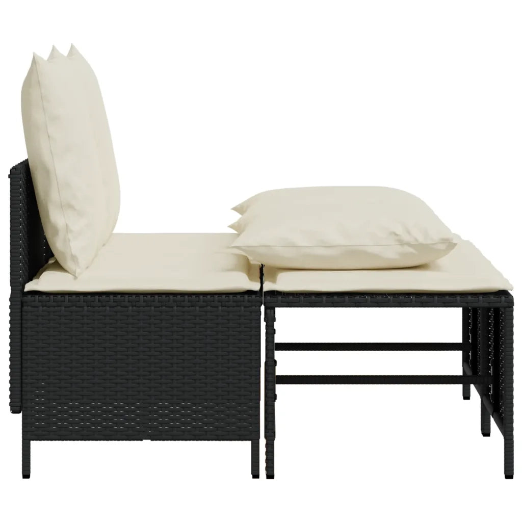Set Divani da Giardino 4 pz con Cuscini Nero in Polyrattan 368380