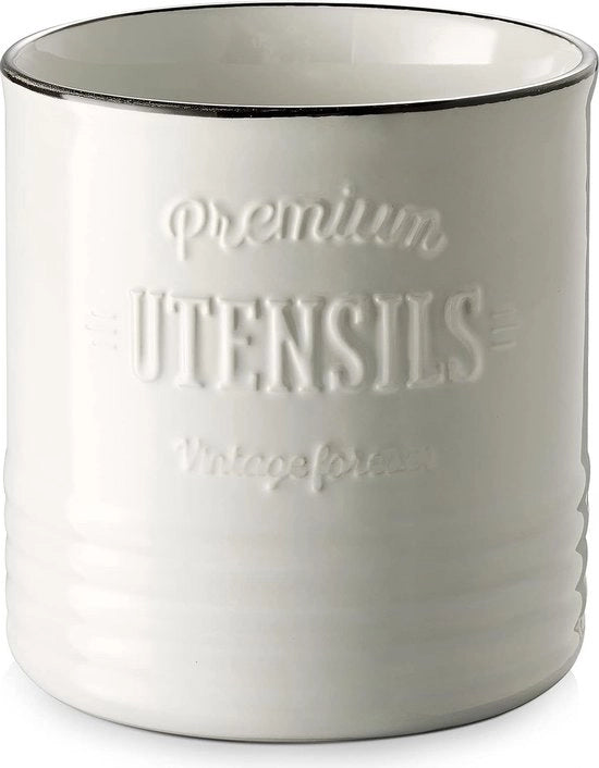 Sostegno per oggetti di uso quotidiano, contenitore per accessori da cucina in ceramica con cuscino in gomma, supporto per oggetti di uso quotidiano con decorazione in rilievo, contenitore per conservare le cucchiaie da cucina.