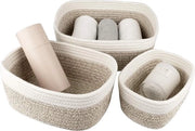 Opbergmanden di tessuto, contenitori multifunzionali da pile, 30,5 cm, set da 3 bianchi e sabbia. Contenitori di tessuto, contenitori multifunzionali da pile, 30,5 cm, set da 3 in bianco e sabbia.