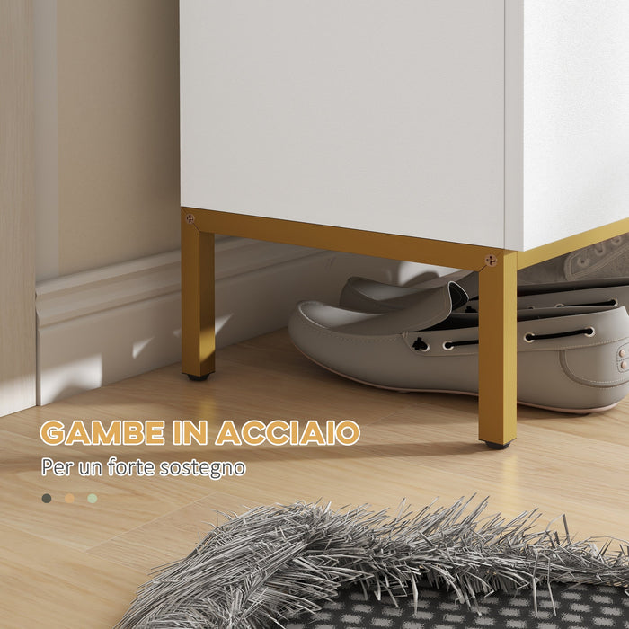 Mobile Scarpiera per 15-20 Paia di Scarpe 72x31,5x95 cm Ripiani Regolabili e Chiusura Ammortizzata Bianco