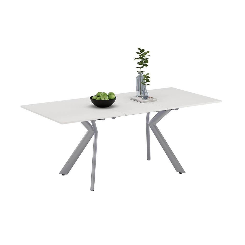Vicco Tavolo da pranzo Bianco/Grigio 140 x 90 cm Estensibile