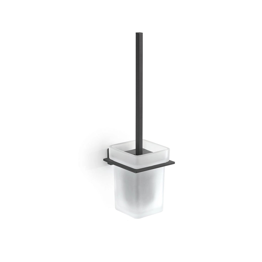 Scopino WC con ciuffo in setole da muro in acciaio inox e Cromall 4433-03 Gedy serie ATENA Nero Opaco