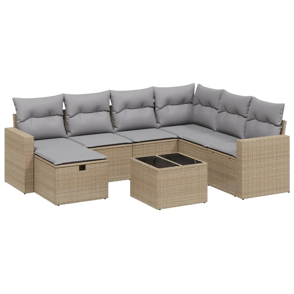 Set Divano da Giardino 8 pz con Cuscini Beige Misto Polyrattan 3263535
