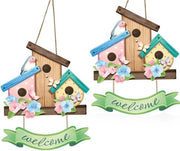 Bord di Benvenuto Primavera - Pannello di Legno per Esterno - Decorativo - Sospeso con Corda di Juta - 24,5 x 20 x 0,5 cm - Ideale per le Feste di Casa