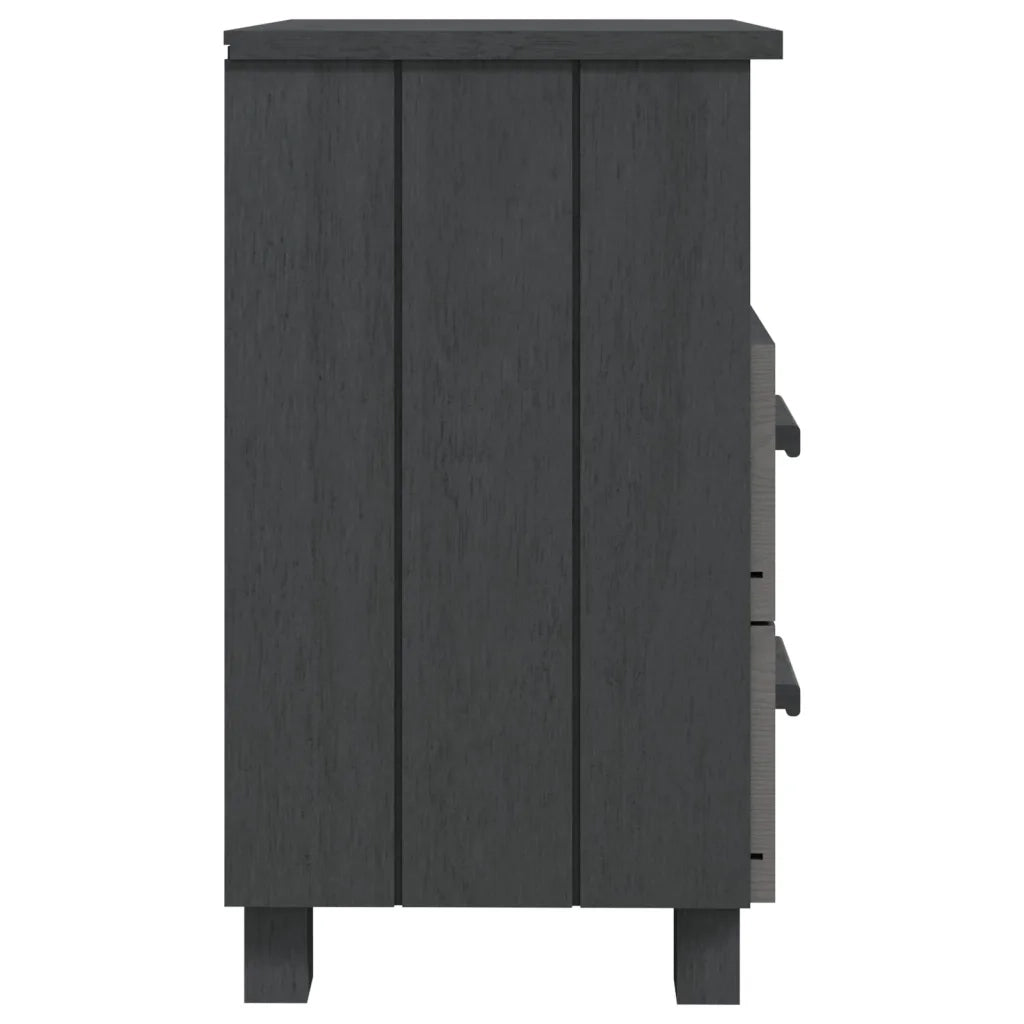 Comodino HAMAR Grigio Scuro 40x35x62 cm Legno Massello di Pino 340414