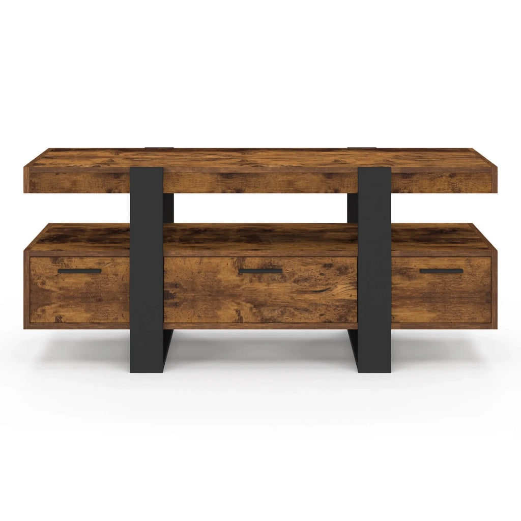 IDMarket - Supporto TV PHOENIX da 116 cm con cassetti in legno effetto invecchiato e nero