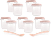 Set di conservazione a luce bloccata Dolce 10 pezzi, 200 ml, 10 contenitori a chiusura ermetica con gradazione di misura e 2 cucchiai, sicuri, robusti e lavastoviglie, magnetron e congelatore resistenti.