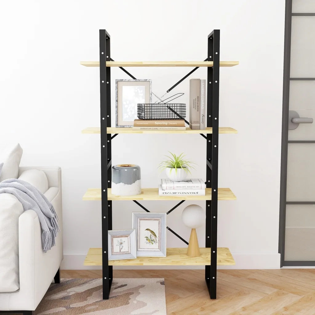 Libreria a 4 Ripiani 80x30x140 cm in Legno Massello di Pino 806462
