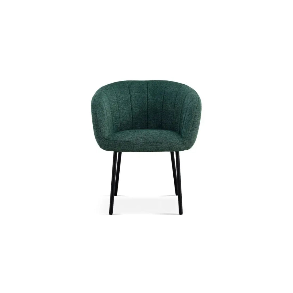 Sedia SEVILLA – Tessuto verde – Piedi in metallo nero – H79 x L57 x P62 cm