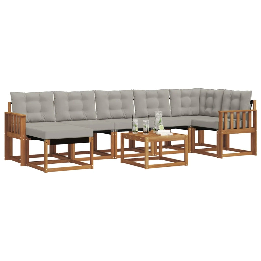 Set di divani da esterno 8 pcs Grigio Naturale e Chiaro 3368902