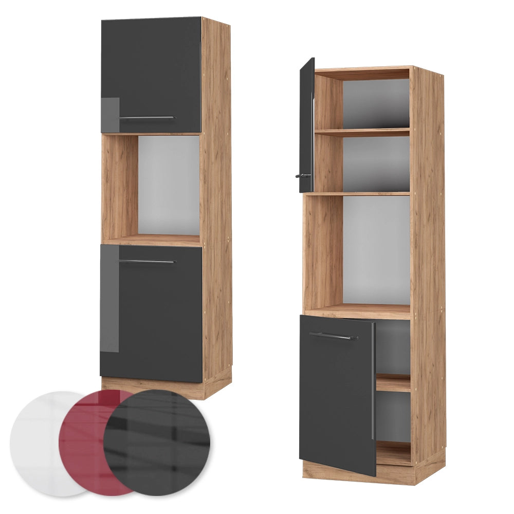 Vicco Mobile per forno da incasso Antracite lucido 60 cm aperto