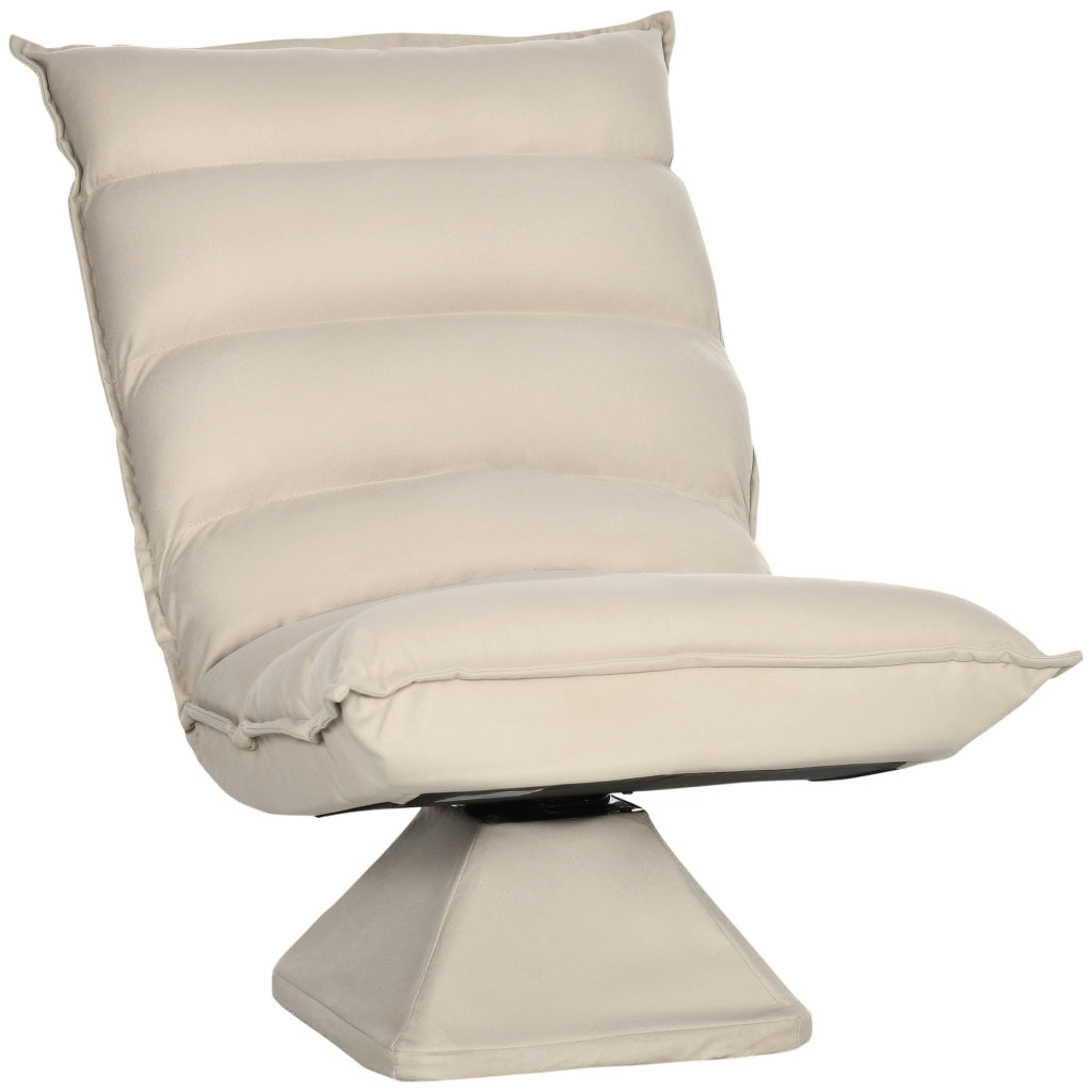 EasyComfort Poltrona in Tessuto Imbottita Girevole a 360° e Reclinabile a 3 Livelli 62x70x95cm, Beige