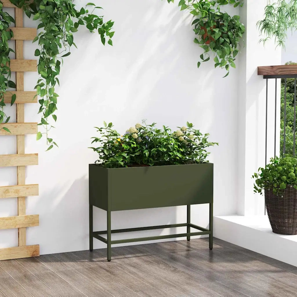 Vaso da Giardino Rialzato Oliver verde 60 x 26 x 45 cm Acciaio 865886