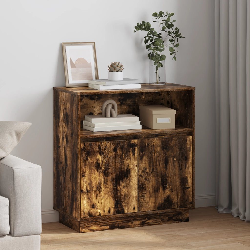 Sideboard con LED Rovere Affumicato 71x34,5x75 cm Legno Ingenerizzato