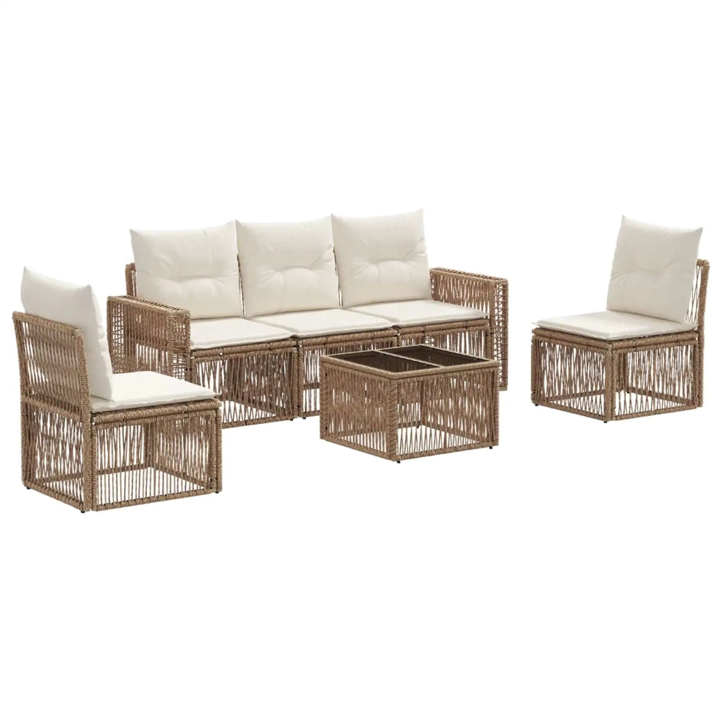 Set Divano da Giardino 6 pcs Beige e Bianco Crema polyrattan 3435084
