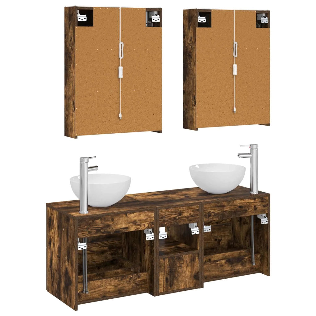 Set di mobili per il bagno 5 pcs Rovere Fumo 3406731