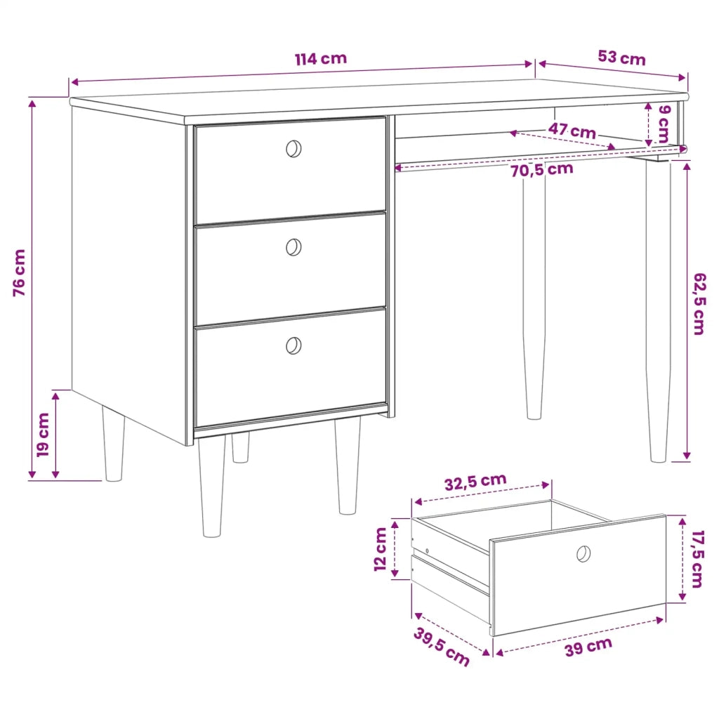 Scrivania BILBAO Caramello scuro 114 x 53 x 75 cm 42041338