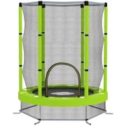 Trampolino Elastico per Bambini Ø140 cm con Rete di Sicurezza e Disegni, Età 3-6 Anni, Verde
