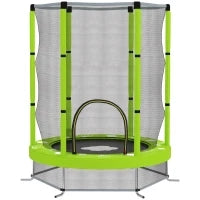 Trampolino Elastico per Bambini Ø140 cm con Rete di Sicurezza e Disegni, Età 3-6 Anni, Verde