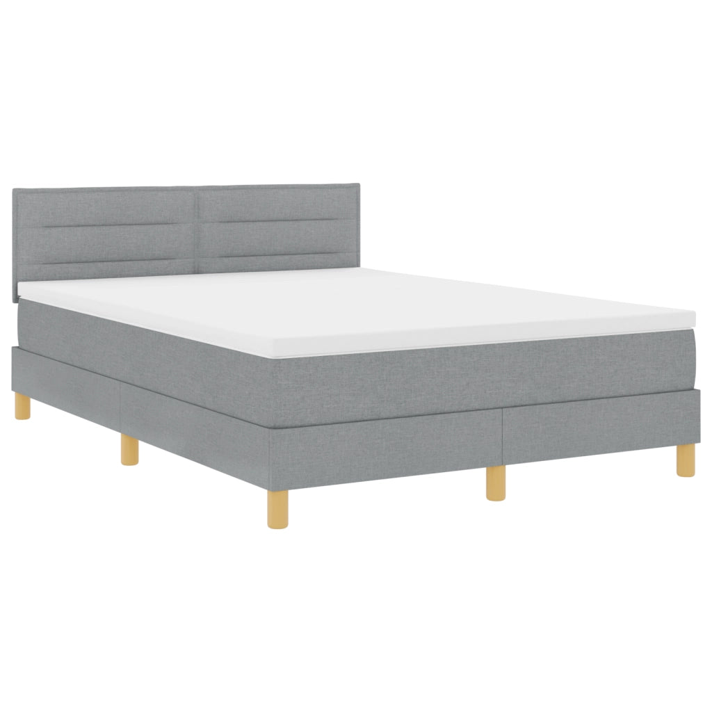 Letto Box Spring con Materasso Grigio Chiaro 140x190 cm Tessuto