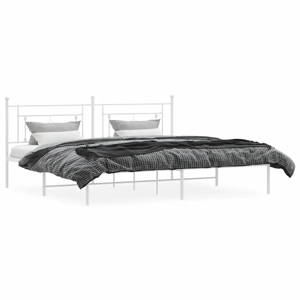 Giroletto con Testiera-Struttura Letto con testiera Metallo Bianco 193x203 cm 825472