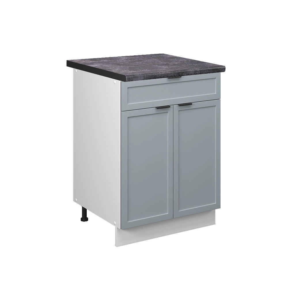 Mobiletto base per cucina Fame-Line Blu-grigio chiaro/Bianco 60 cm con cassetto, PL Antracite Vicco