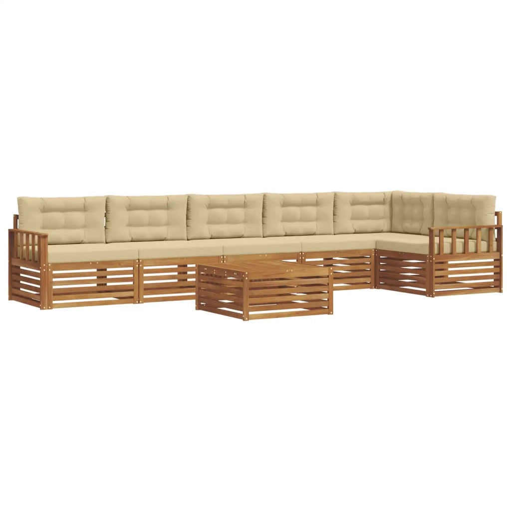 Set di divani da esterno con cuscino 7 pcs Naturale e Beige