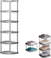 Scaffale da 6 livelli - Organizzatore di scarpe spaziale per ingresso corridoio camera da letto - 26 x 26 x 88 cm (Grigio)