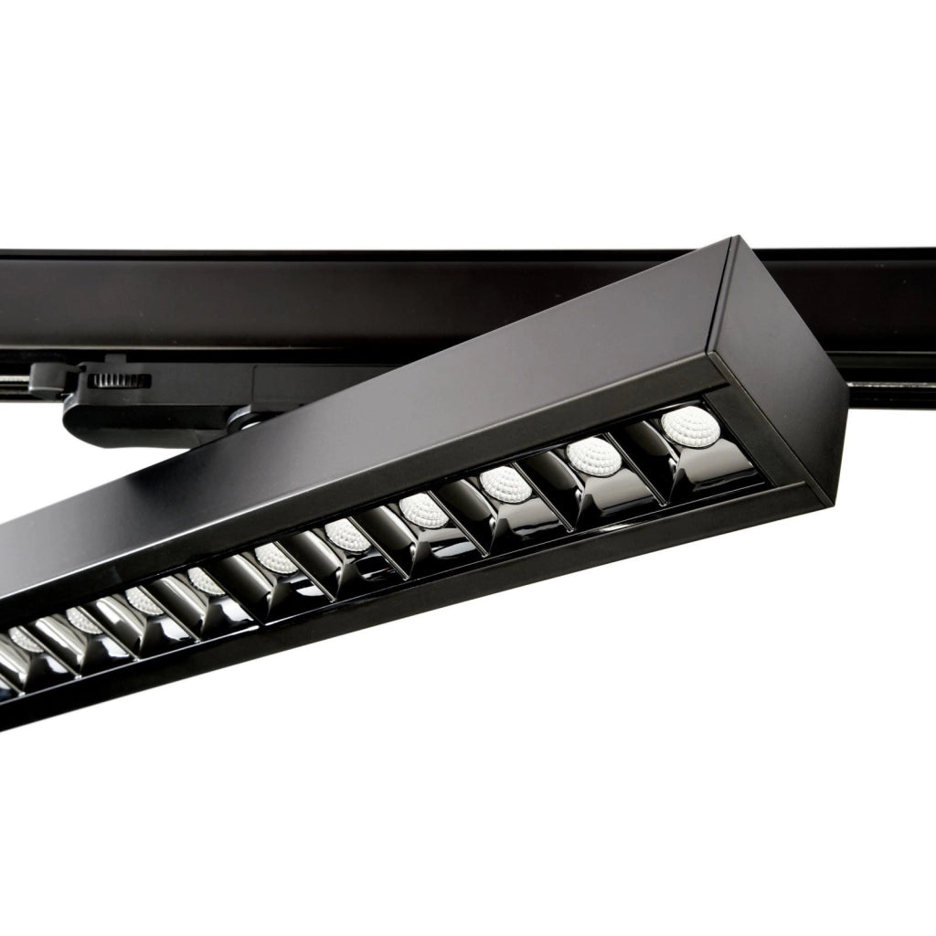 Faretto SPOT track binario trifase LED regolabile da 23W a 32W fascio stretto luce orientabile negozio vetrina 230V NERO 4000K