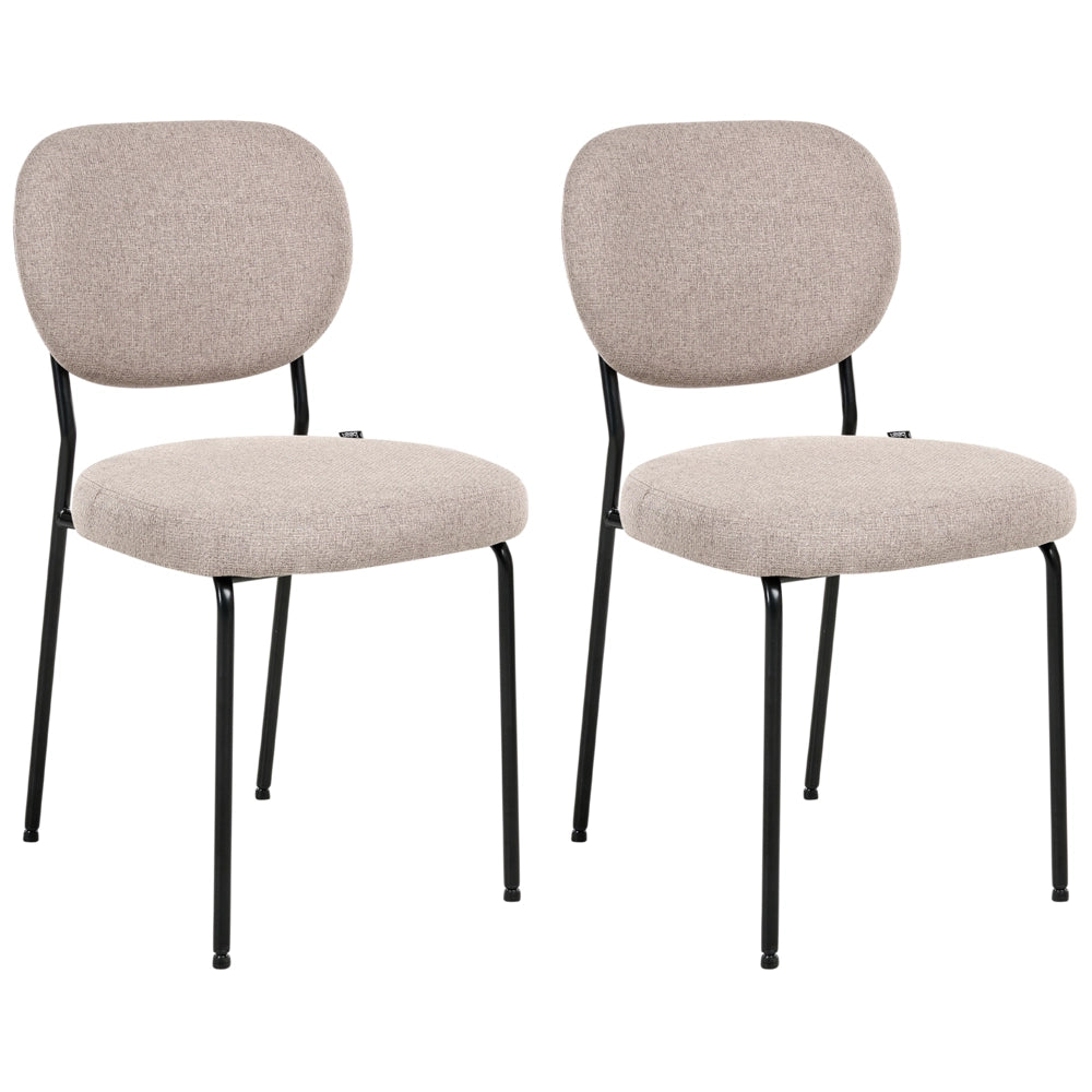 Set di 2 sedie da pranzo senza braccioli Tappezzeria marrone stile scandinavo