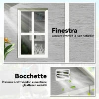 Casetta da Giardino in Resina con Pavimento, 2 Porte con Blocco, Finestra, 1.8x1.8m, Grigio